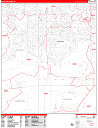 West Des Moines Wall Map Zip Code Red Line Style 2026